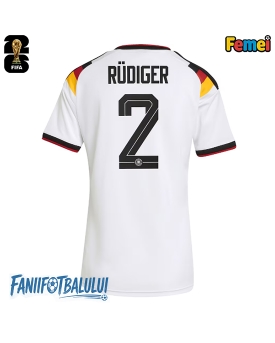 Germania Antonio Rudiger #2 Echipament de Fotbal Replică Mondial 2026 Femei Acasa Germania Antonio Rudiger #2 Echipament de Fotbal Replică Mondial 2026 Femei Acasa
